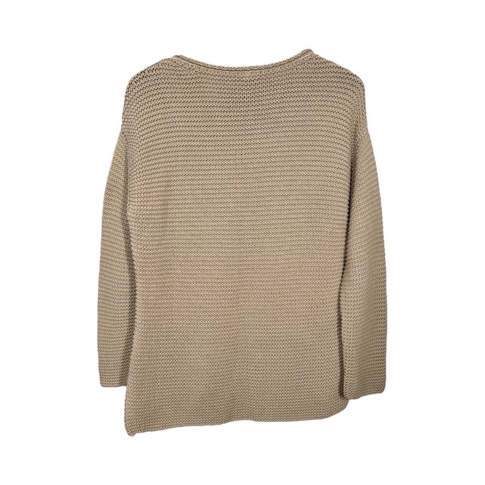 Shxt That I Knit Scotia Sweater Small Tan Pima Cotton Peru Pullover Casual Cozy - Picture 4 of 7
